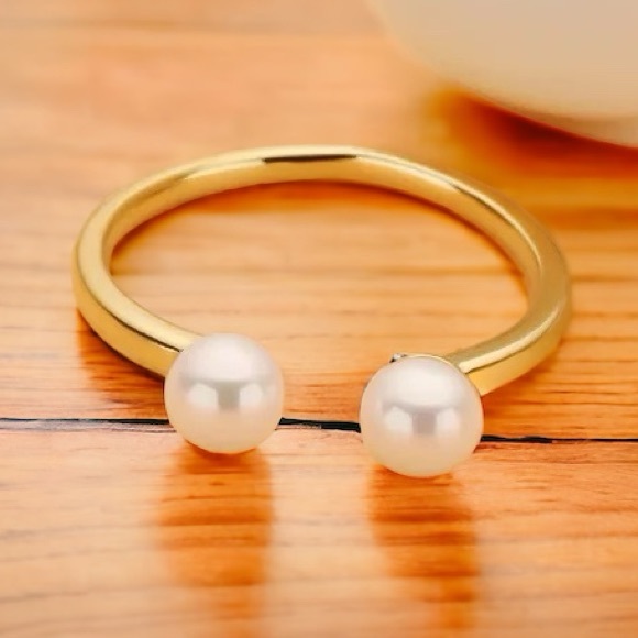 78A. Freshwater Pearl .925 Sterling Silver Vermeil Opening Adjustable Ring ONE - Picture 10 of 12